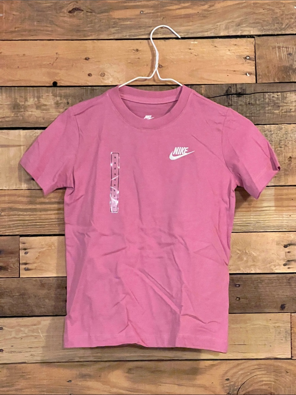 Nike Pink Short-Sleeve Crew Tee with White Logo